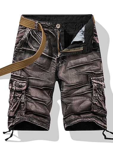 Herre Cargoshorts Camo Shorts Shorts Shorts til turbruk Rett ben 6 lommer Kamuflasje Farge Komfort Anvendelig Arbeid Daglig Gatemote Fritid Svart Militærgrønn Mikroelastisk
