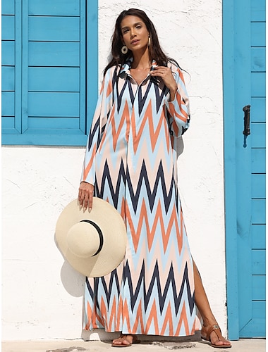 Satin Geometric Print Maxi Shirt Dress