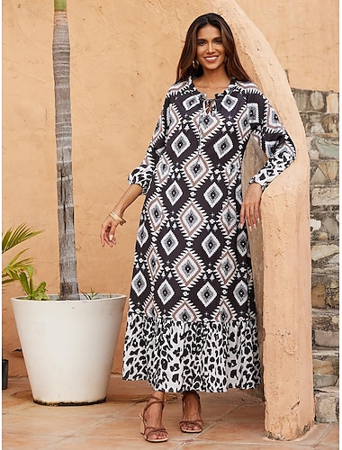 Boho Abstract Animal Print Maxi Dress