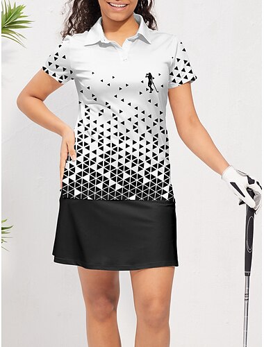  Women\'s Golf Polo Shirt White Short Sleeve Sun Protection Top Ladies Golf Attire Clothes Outfits Wear Apparel