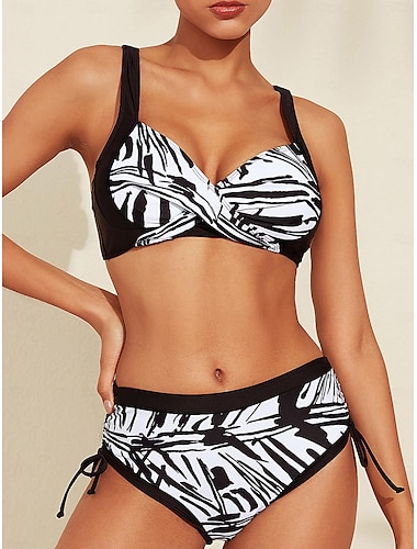 Abstract Art Criss Cross Bikini Swimsuit Set