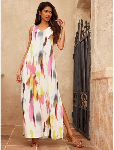 Sleeveless Shading Print Maxi Dress