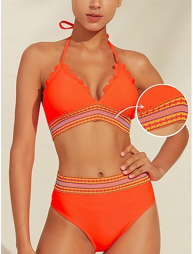 Petal Border Embellished Triangle Bikini Set