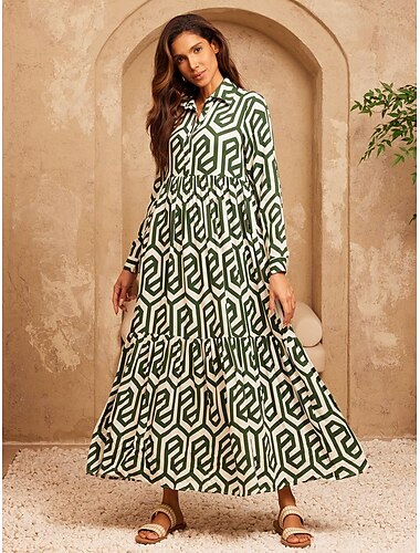 Geometric Print Maxi Dress Resort Wear