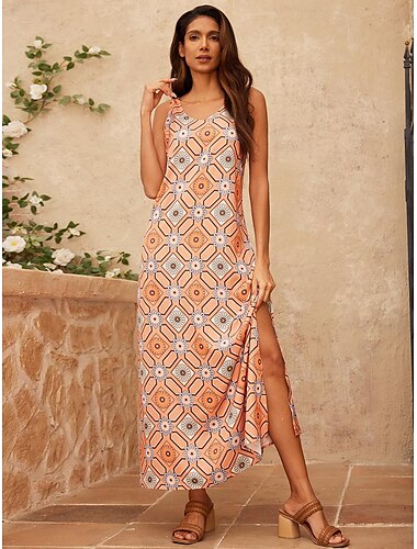 Satin Moroccan Boho Maxi Dress