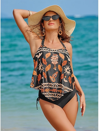 Printed A-line Tankini Swimsuit