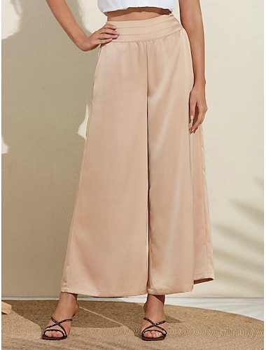 Casual Satin Wide Leg Trousers