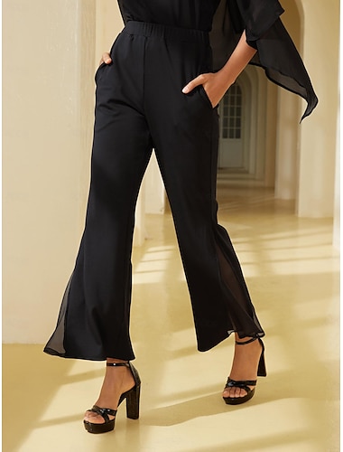 Per donna Fondo a campana Pantaloni Lunghezza intera Chiffon Capitale Elegante Casual quotidiano Da tutti i giorni Per uscire Nero Bianco Autunno Primavera estate S M L