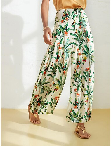 Satin Wide Leg Vacation Full Length Pants