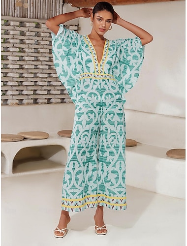 Folk Print Magyar Sleeve Jumpsuit