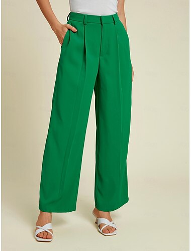 Green Casual Full Length Pants