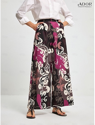  Satin Casual Straight Full-Length Trousers