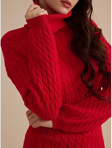 Stylish Cable Knit Turtleneck Sweater