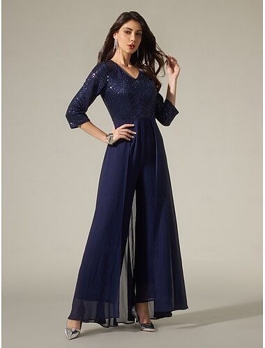 Chiffon Sequin Three Dimensional Jumpsuit