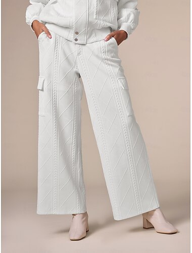 Elegant Wide Leg Full Length Flap Pocket Pants