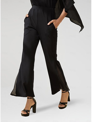 Per donna Fondo a campana Pantaloni Lunghezza intera Chiffon Capitale Elegante Casual quotidiano Da tutti i giorni Per uscire Nero Bianco Autunno Primavera estate S M L