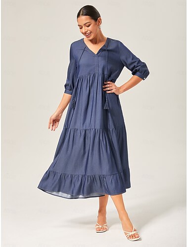 Tencel Denim Loose Fit Maxi Dress