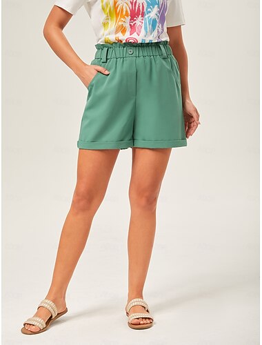 Per donna Femminile Shorts Corto Elegante Vacanza Casual Verde Estate XS S M