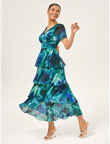 robe longue fluide à volants en mousseline à imprimé floral