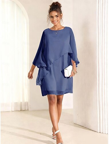 Chiffon Tiered Elegant Destination Wedding Guest Vacation Summer Midi Dress