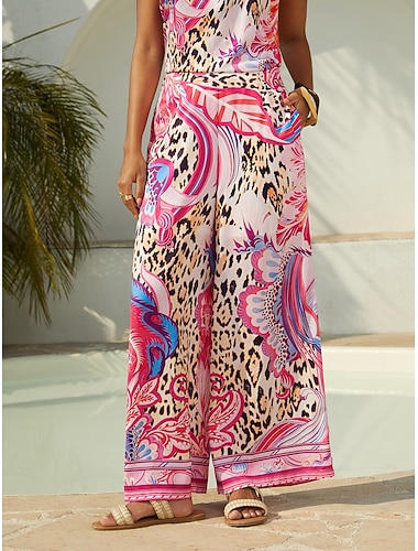 pantalon rose à motifs cachemire en satin soyeux blush&beast