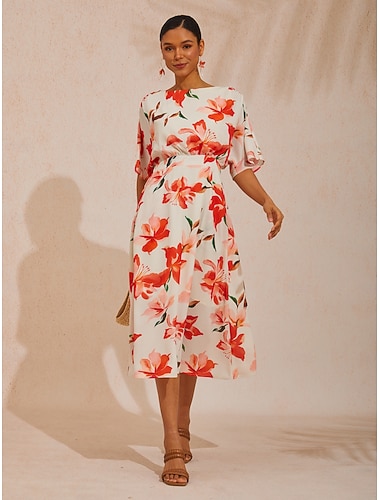 Robe maxi fluide en mousseline à taille cintrée, motif fleurs printanières