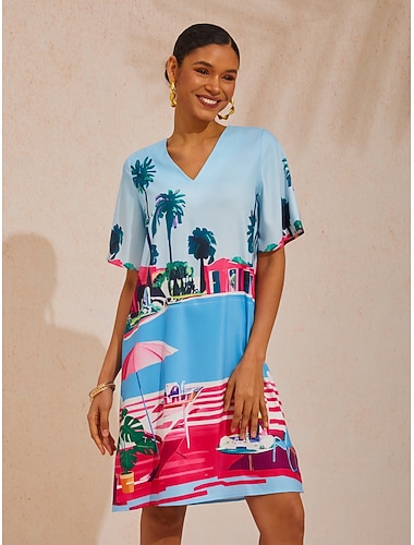 Santorini Summer Silky Satin Mini Dress
