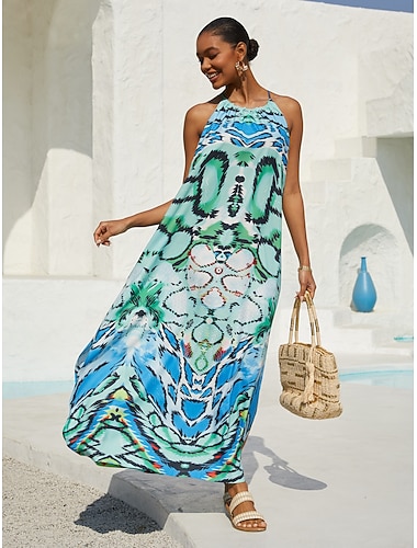 Land of Wonder Vacation Silky Satin Maxi Dress
