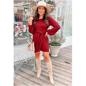 robe courte en satin à lacets et col ras du cou