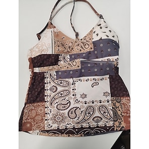 Schlankes Tankini-Bademode-Set im Boho-Paisley-Stil mit überkreuztem Rücken