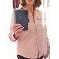 Women's Plus Size Blouse Shirt Solid Colored Long Sleeve Shirt Collar Basic Tops Black Purple Blushing Pink