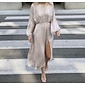 Satin Wedding Guest Crew Neck Split Midi Dress