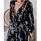 Marble Graffiti Playsuit Shirt Collar Long Sleeve Jumpsuit