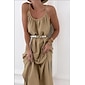 Women's Maxi Cami Dress Resort Wear Tan Satin Essential Casual Loose Fit Vacation Dress Summer