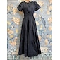 Women's Wedding Guest Black Dress Cotton Maxi Dress Essential Casual V-Neck Cinched Waist Shirred Layered Dress