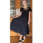 Women's Wedding Guest Black Dress Cotton Maxi Dress Essential Casual V-Neck Cinched Waist Shirred Layered Dress