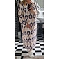 Satin Geometric Print Notch Lapel Maxi Shirt Dress