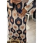 Satin Geometric Print Notch Lapel Maxi Shirt Dress