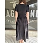 Women's Wedding Guest Black Dress Cotton Maxi Dress Essential Casual V-Neck Cinched Waist Shirred Layered Dress