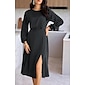 Satin Wedding Guest Crew Neck Split Midi Dress