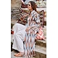 Satin Geometric Print Maxi Shirt Dress