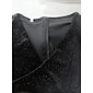 Black Velvet Party/Wedding Guest Ruched Split V Neck Long Sleeve Midi Dress dress to impress 2024