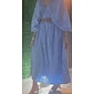 Women's Wedding Guest Dress Maxi Blue V-Neck Dolman Sleeve Pleated Chiffon