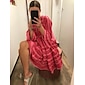 Women's Casual Dress Summer Dress Pink Dress Pink 3/4-Length Sleeve Geometic Striped Pattern 100% Cotton Ruffle Flounced Loose Spring & Summer Spring and Summer Boho Valentine's Day Simple fashion