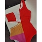 Color Block One Shoulder Cut Out Swimsuit