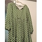 Women's A Line Dress Hem Maxi Maxi Dress Green Long Sleeve Geometic Geometrical Geometrical Spring V Neck Pattern Dress Simple fashion style Vacation S M L