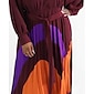 Women's Satin Dress Hem Maxi Purple Long Sleeve Geometic Button Tie Belt Spring V Neck Maxi Dress S M L