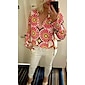 Satin Floral Print V Neck Shirt