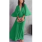 Women's Party/Wedding Guest Chiffon Dress Maxi Green V-Neck Dolman Sleeve Cape Design dress to impress 2024