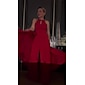 Women's Wedding Guest Wear Cocktail Party Red Semi Formal Elengant Romantic Halter Neck Open Back Jumpsuit dress to impress 2024